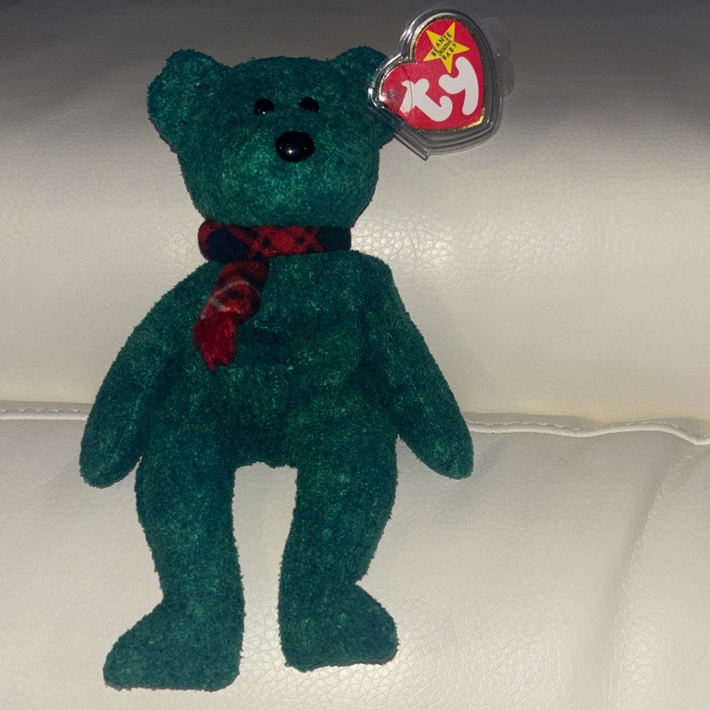 Green Wallace Ty Plush Bear with Scarf